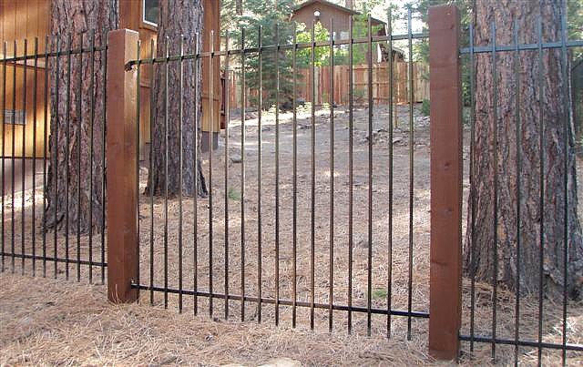 6ft-Ornamental-Iron-with-6x6-Redwood-Post